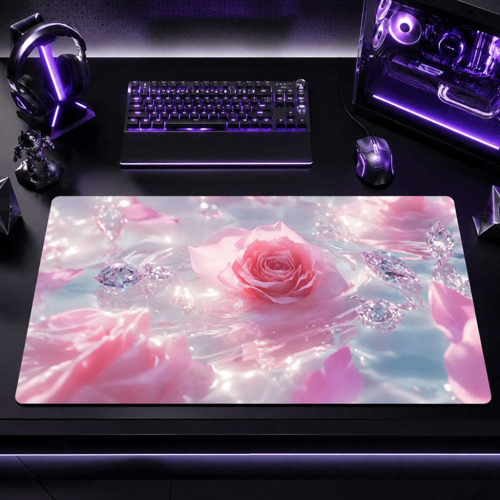 Desk Setup Simple - 오리지널 핑크 장미 워터마크. 게이머와 사무용