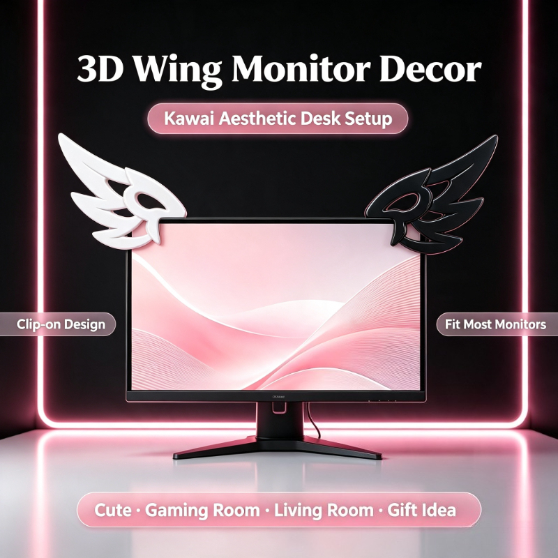 Desk Setup Gadgets - 귀여운 3D 날개 모양 컴퓨터 모니터