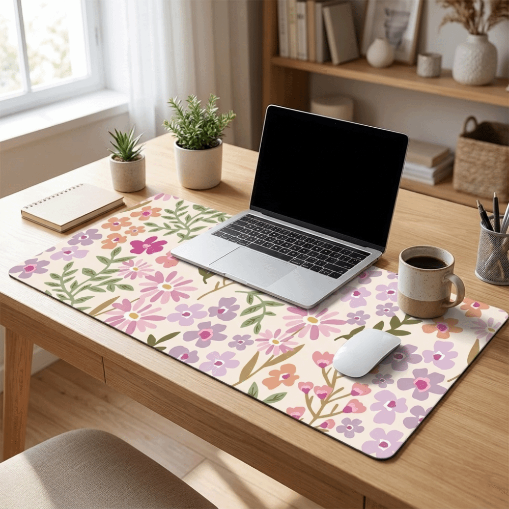 Rubber Mat Desk - 얼룩 방지 대형 꽃무늬 데스크 패드
