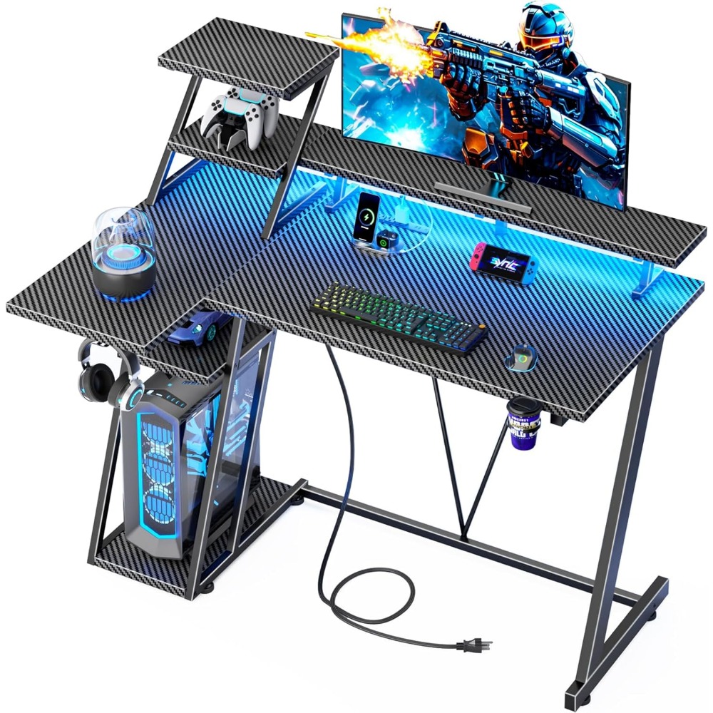 Gaming Setup Desk - 프리미엄 39인치 게이밍 책상 (LED 조명