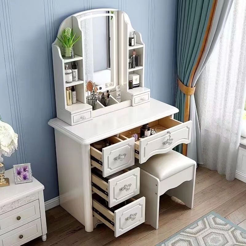Desk Setup Simple - 여자아이들을 위한 화이트와 핑크색 모던 원목