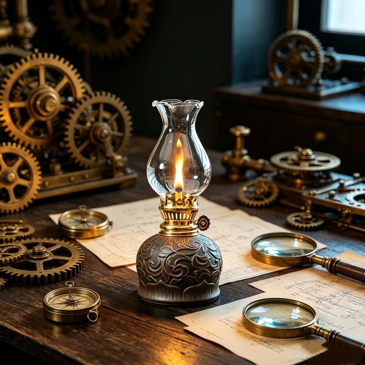 빈티지 조절식 램프, 수작업 유약 처리된 투명 유리 베 - Desk Setup Vintage 리뷰 및 가격