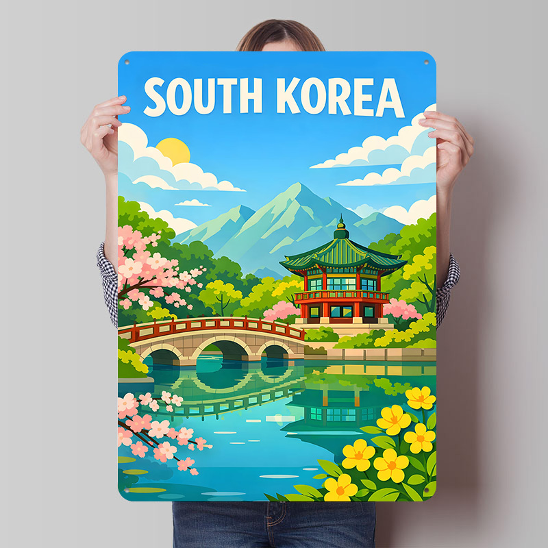한국 여행 포스터 맞춤형 빈티지 금속 간판 벽 장식 레 - Desk Setup Vintage 리뷰 및 가격
