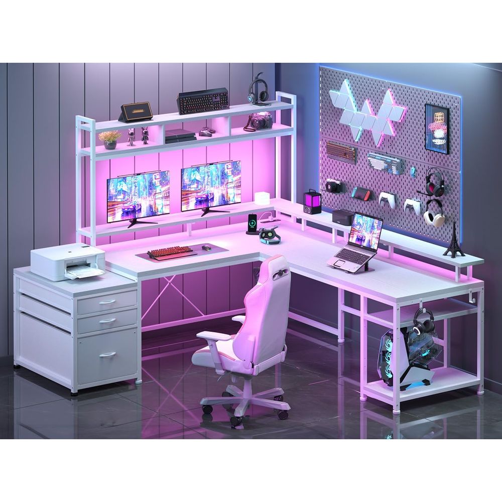 104인치 L자형 책상, 2인용 홈 오피스용, 4가지  - Desk Setup Dual Monitor 리뷰 및 가격