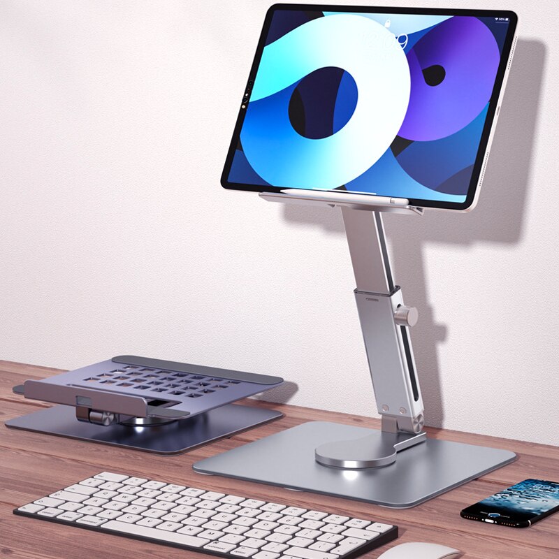 알루미늄 태블릿 스탠드 360 ° 회전 접이식 조절 가 - Desk Setup Riser 리뷰 및 가격