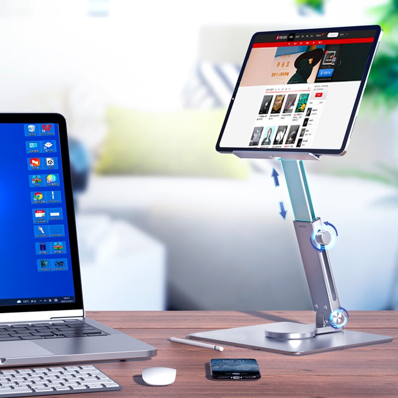 알루미늄 태블릿 스탠드 360 ° 회전 접이식 조절 가 - Desk Setup Riser 리뷰 및 가격