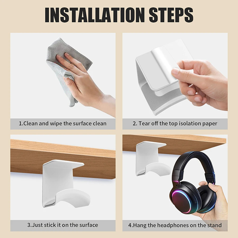 범용 헤드폰 스탠드 접착식 플라스틱 벽걸이형 헤드셋 거 - Gaming Setup Desk 리뷰 및 가격