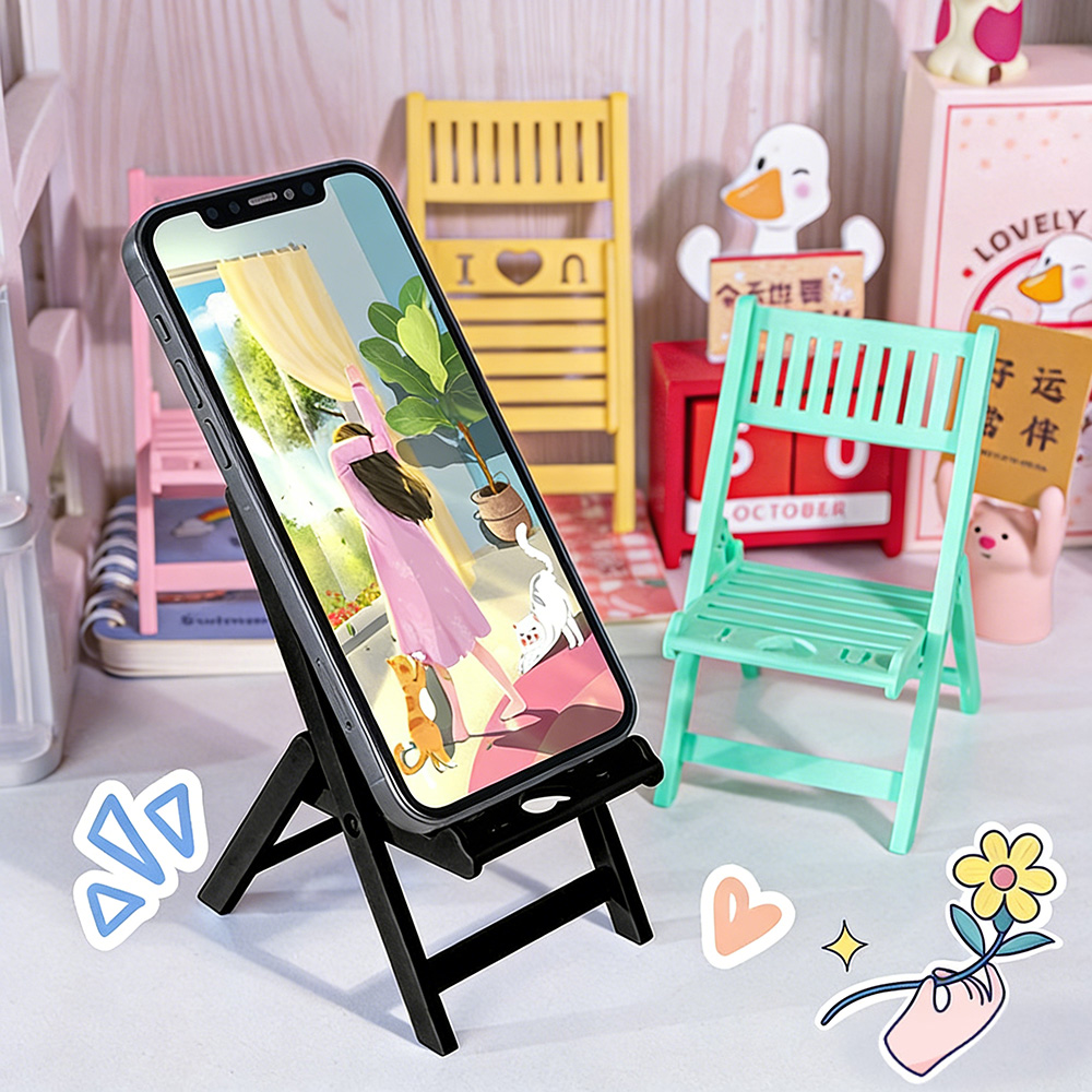미니 접이식 의자형 휴대폰 거치대, 스마트폰 킥스탠드, - Desk Setup Options 리뷰 및 가격