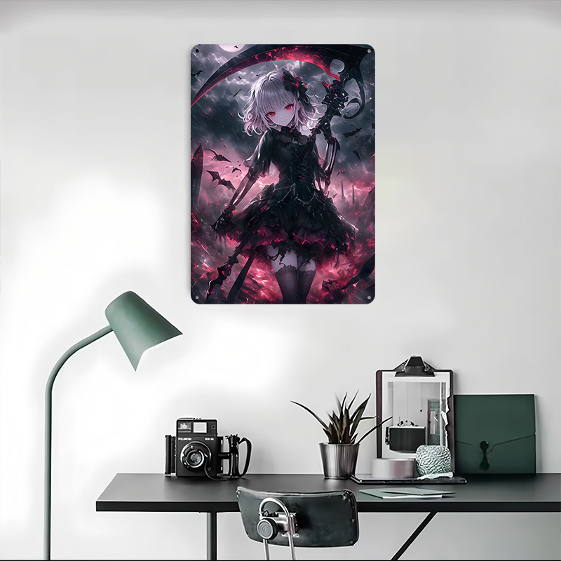 데몬 그림 리퍼 걸 포스터 맞춤형 벽 장식 빈티지 금속 - Desk Setup Vintage 리뷰 및 가격