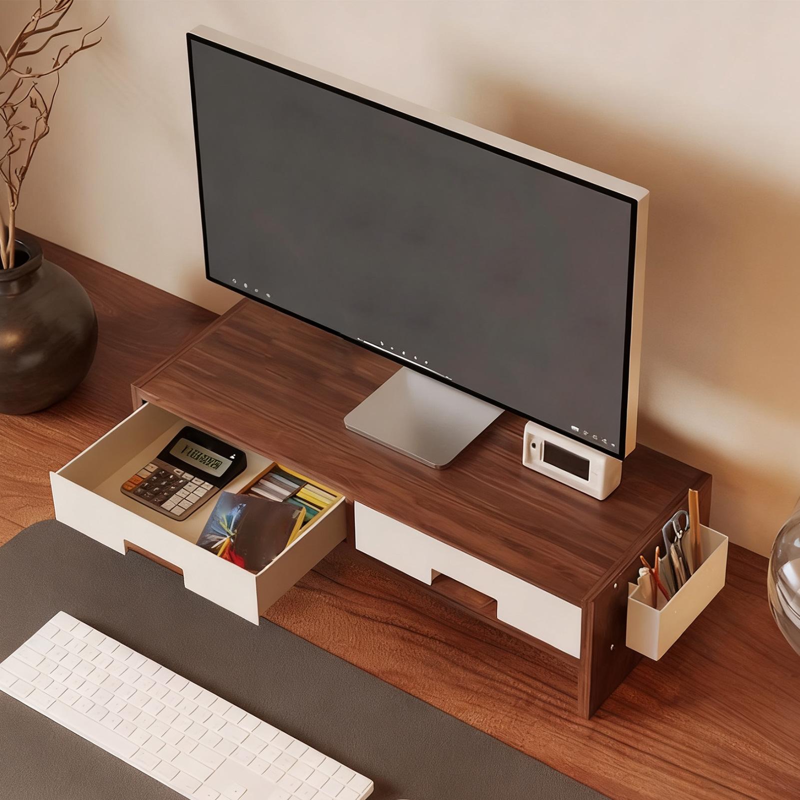 책상 모니터 스탠드 라이저 더블 서랍 인체공학적 정리함 - Desk Setup Riser 리뷰 및 가격