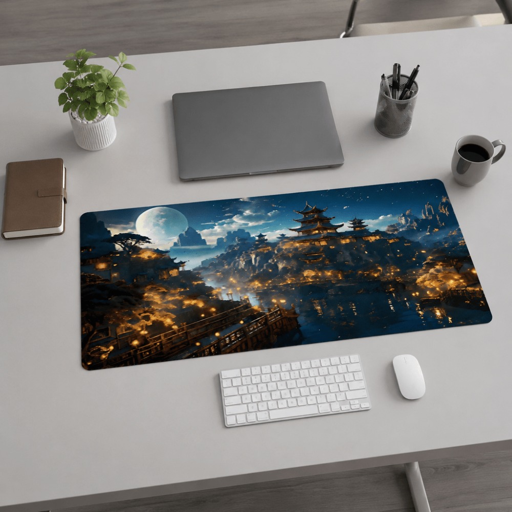 오리지널 판타지 나이트 시티 문 프린트가 있는 길쭉한  - Desk Setup Simple 리뷰 및 가격